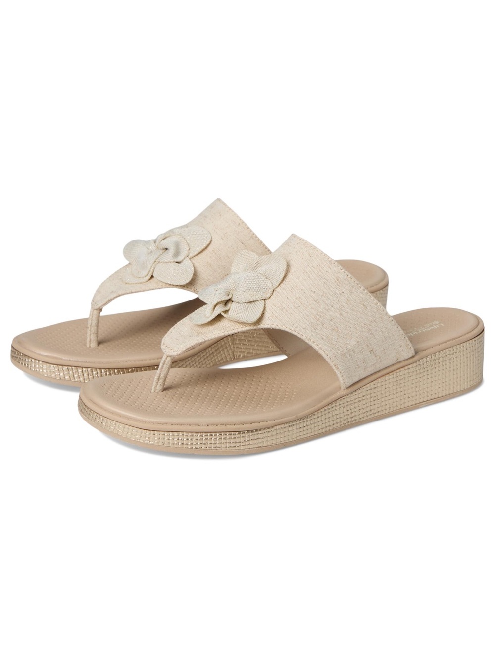 NEW LifeStride Bloom Wedge lightweight wedge Flip flop thong Sandal beige 8 wide